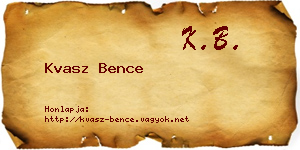 Kvasz Bence névjegykártya